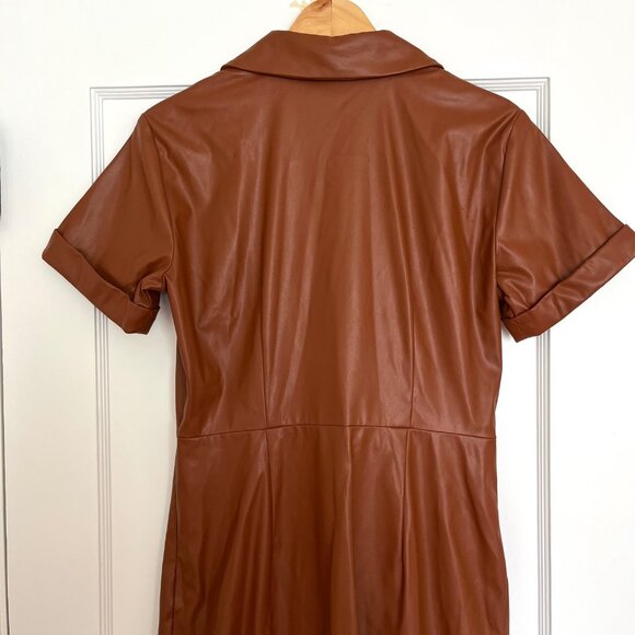 Nine West Vegan Leather Wrap Dress | Size Small - Picture 8 of 10